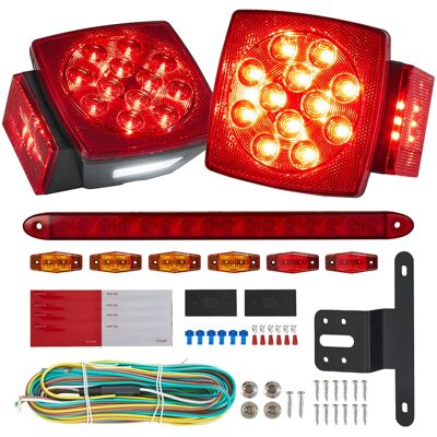 VEVOR - Trailer Lights, 12V LED Trailer Tail Lights Kit with Stop Brake Turn Tail License Plate Clearance Lamp - Red + black VEVOR - Trailer Lights, 12V LED Trailer Tail Lights Kit with Stop Brake Turn Tail License Plate Clearance Lamp - Red + black