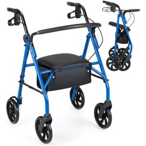 Costway - Rollator Walker with Seat, Height Adjustable Handles, Storage Basket for Seniors - Blue Costway - Rollator Walker with Seat, Height Adjustable Handles, Storage Basket for Seniors - Blue