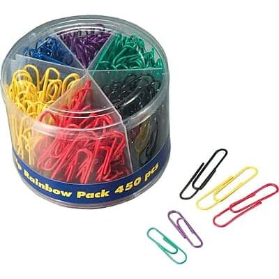 Officemate - Assorted Sizes Paper Clips, 450 Clips/Pack - Assorted Colors Officemate - Assorted Sizes Paper Clips, 450 Clips/Pack - Assorted Colors