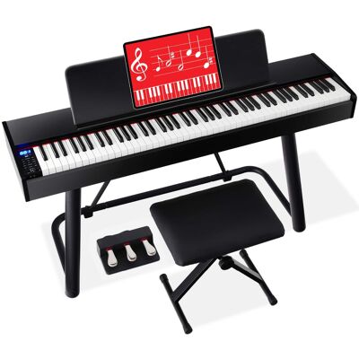 Best Choice Products - 88-Key Weighted Full Size Digital Piano Set w/ U-Stand, 3 Sustain Pedal Unit, Stool, Cover - Black Best Choice Products - 88-Key Weighted Full Size Digital Piano Set w/ U-Stand, 3 Sustain Pedal Unit, Stool, Cover - Black