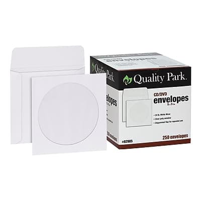 Quality Park - Open End CD/DVD Envelopes, 5" x 5", 250/Box - White Wove Quality Park - Open End CD/DVD Envelopes, 5" x 5", 250/Box - White Wove