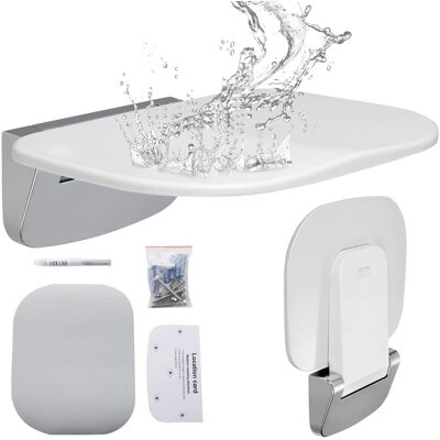 VEVOR - Urea-formaldehyde Folding Shower Seat, 13.6'' x 12.8'' Unfolded, Wall Mounted Fold Up Shower Bench - White VEVOR - Urea-formaldehyde Folding Shower Seat, 13.6'' x 12.8'' Unfolded, Wall Mounted Fold Up Shower Bench - White