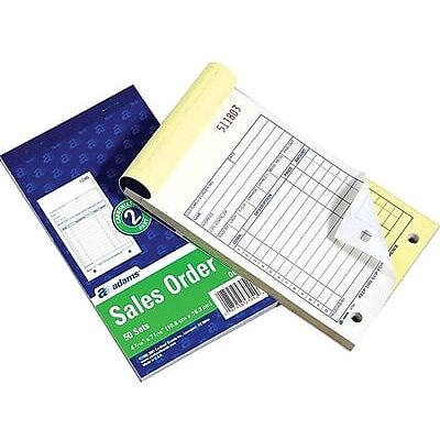 Adams - 2-Part Carbonless Sales Orders, 4.17"L x 7.2"W, 50 Sets/Book, 10/Box - White Adams - 2-Part Carbonless Sales Orders, 4.17"L x 7.2"W, 50 Sets/Book, 10/Box - White