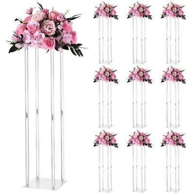 VEVOR - Wedding Flower Stand, 10PCS 31.5-inch Column Flower Stand, Floral Stands with Acrylic Laminate, Cylindrical Cubic Floral - Transparent VEVOR - Wedding Flower Stand, 10PCS 31.5-inch Column Flower Stand, Floral Stands with Acrylic Laminate, Cylindrical Cubic Floral - Transparent