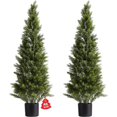 VEVOR - Artificial Topiary Cedar Trees, 48 inch 2 Set Faux Pine Shrubs Plants, Fake Silk Tree Look Real, Easy Assembly - Green VEVOR - Artificial Topiary Cedar Trees, 48 inch 2 Set Faux Pine Shrubs Plants, Fake Silk Tree Look Real, Easy Assembly - Green