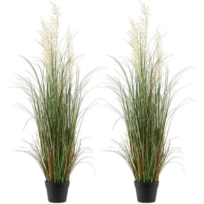 VEVOR - Artificial Grass Plant, 2 Pack 47 inch Reed Flower Grass in Pot, Premium PVC Faux Fake Greenery Shrubs Plant - Green VEVOR - Artificial Grass Plant, 2 Pack 47 inch Reed Flower Grass in Pot, Premium PVC Faux Fake Greenery Shrubs Plant - Green