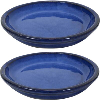 Sunnydaze - 7 in Glazed Ceramic Flower Pot/Plant Saucer - Set of 2 - Imperial Blue Sunnydaze - 7 in Glazed Ceramic Flower Pot/Plant Saucer - Set of 2 - Imperial Blue
