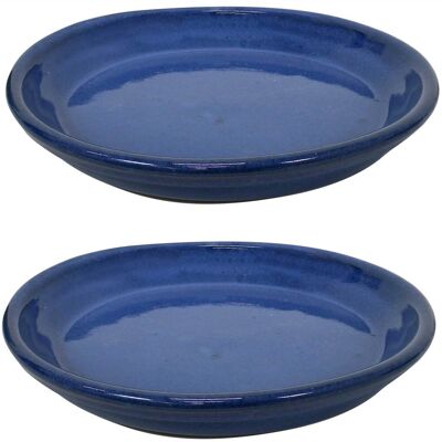 Sunnydaze - 9 in Glazed Ceramic Flower Pot/Plant Saucer - Set of 2 - Imperial Blue Sunnydaze - 9 in Glazed Ceramic Flower Pot/Plant Saucer - Set of 2 - Imperial Blue