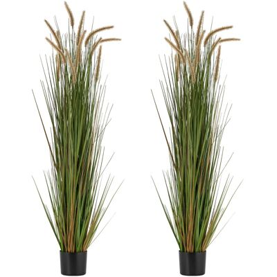 VEVOR - Artificial Grass Plant, 2 Pack 59 inch Horsetail Reed Grass in Pot, Premium PVC Faux Fake Greenery Shrubs Plant - Green VEVOR - Artificial Grass Plant, 2 Pack 59 inch Horsetail Reed Grass in Pot, Premium PVC Faux Fake Greenery Shrubs Plant - Green