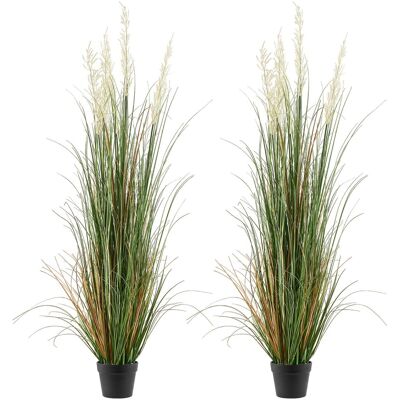 VEVOR - Artificial Grass Plant, 2 Pack 59 inch Faux Reed Flower Grass in Pot, Premium PVC Fake Greenery Shrubs Plant - Green VEVOR - Artificial Grass Plant, 2 Pack 59 inch Faux Reed Flower Grass in Pot, Premium PVC Fake Greenery Shrubs Plant - Green