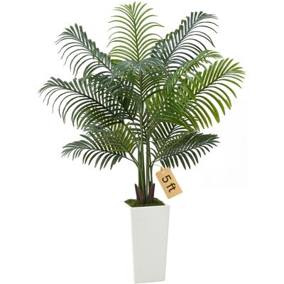 VEVOR - Artificial Areca Palm Tree 5 ft, Fake Palm Tropical Plants with White Tall Planter, Faux Floor Silk Plant in Pot - Green VEVOR - Artificial Areca Palm Tree 5 ft, Fake Palm Tropical Plants with White Tall Planter, Faux Floor Silk Plant in Pot - Green