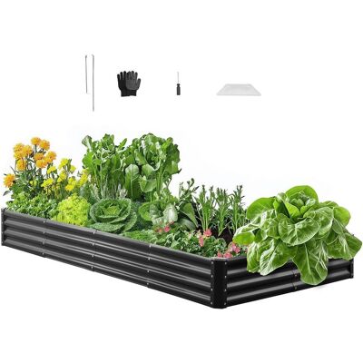 VEVOR - Metal Raised Garden Bed, 8 x 4 x 1 ft Outdoor Galvalume Planter Garden Box, Open Bottom Design, Large Planter Raised Bed - Gray VEVOR - Metal Raised Garden Bed, 8 x 4 x 1 ft Outdoor Galvalume Planter Garden Box, Open Bottom Design, Large Planter Raised Bed - Gray