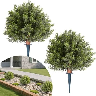 VEVOR - Artificial Topiary Cypress Trees with Ground Spike, 16 inch 2 Set Faux Shrubs & Bushes Potted Plants, Fake Silk Tree - Green VEVOR - Artificial Topiary Cypress Trees with Ground Spike, 16 inch 2 Set Faux Shrubs & Bushes Potted Plants, Fake Silk Tree - Green