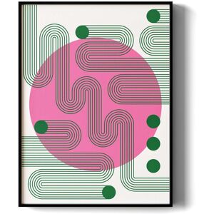 HOMLUX - 1 Piece Framed Abstract Canvas Wall Art Pink Circle Wall Decor Green Line Art Decorative Canvas Print 36 in. x 24 in - Multi-Colored HOMLUX - 1 Piece Framed Abstract Canvas Wall Art Pink Circle Wall Decor Green Line Art Decorative Canvas Print 36 in. x 24 in - Multi-Colored