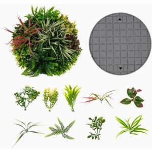 Costway - 2 Pack Round Framed Artificial Foliage Wall Art with 9 Types of Mixed Faux Plants - Green & Brown Costway - 2 Pack Round Framed Artificial Foliage Wall Art with 9 Types of Mixed Faux Plants - Green & Brown