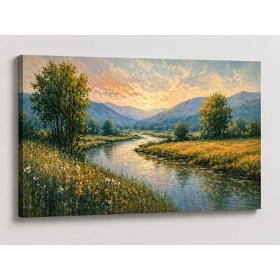 FC Design - Large Canvas 24x36" Pastoral River Meadow Landscape Art Painting Wall Décor - MultiColor FC Design - Large Canvas 24x36" Pastoral River Meadow Landscape Art Painting Wall Décor - MultiColor
