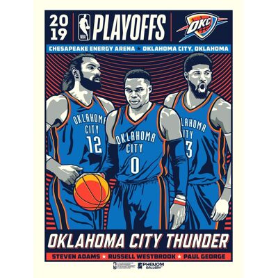 Phenom Gallery - Oklahoma City Thunder 2019 NBA Playoffs Limited Edition 18'' x 24'' Serigraph Poster Art Print - Multicolor Phenom Gallery - Oklahoma City Thunder 2019 NBA Playoffs Limited Edition 18'' x 24'' Serigraph Poster Art Print - Multicolor