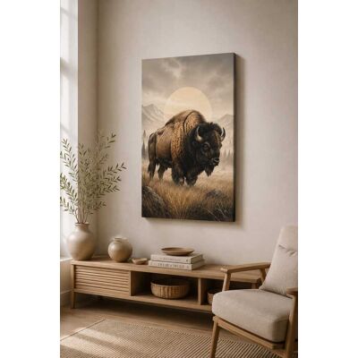 FC Design - Large Mountain Bison Spirit Canvas Print 24x36"-Ready-to-Hang Rustic Prairie Accent Art Painting Home Wall Décor - MultiColor FC Design - Large Mountain Bison Spirit Canvas Print 24x36"-Ready-to-Hang Rustic Prairie Accent Art Painting Home Wall Décor - MultiColor