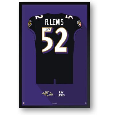 Sporticulture - Ray Lewis Baltimore Ravens Framed 27" x 39" Retired Jersey Art Print - Multicolor Sporticulture - Ray Lewis Baltimore Ravens Framed 27" x 39" Retired Jersey Art Print - Multicolor