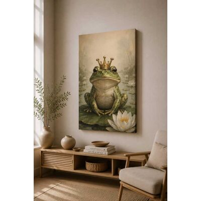 FC Design - Large Crowned Frog Lily Pond Canvas Print 24x36"-Ready-to-Hang Fantasy Pond Animal Art Painting Home Wall Décor - MultiColor FC Design - Large Crowned Frog Lily Pond Canvas Print 24x36"-Ready-to-Hang Fantasy Pond Animal Art Painting Home Wall Décor - MultiColor