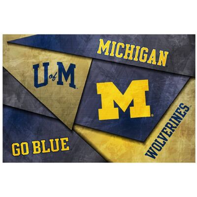 Indigo Falls - Michigan Wolverines 16" x 24" Mosaic Poster - White Indigo Falls - Michigan Wolverines 16" x 24" Mosaic Poster - White
