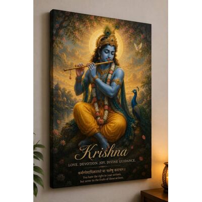 FC Design - Large Krishna Flute Peacock Canvas Print 24x36" Divine Nature Fantasy Spiritual Art Painting Home Wall Decor - MultiColor FC Design - Large Krishna Flute Peacock Canvas Print 24x36" Divine Nature Fantasy Spiritual Art Painting Home Wall Decor - MultiColor