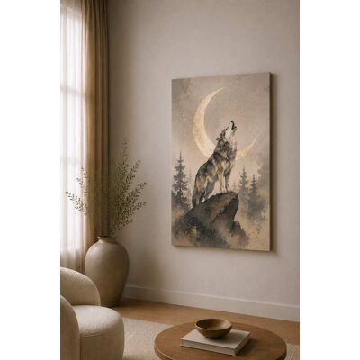 FC Design - Large Mystic Wolf Moon Canvas Print 24x36"-Ready-to-Hang Enchanted Forest Art Painting Home Wall Décor - MultiColor FC Design - Large Mystic Wolf Moon Canvas Print 24x36"-Ready-to-Hang Enchanted Forest Art Painting Home Wall Décor - MultiColor