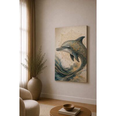 FC Design - Large Mandala Dolphin Ocean Canvas Print 24x36"-Ready-to-Hang Coastal Serenity Art Painting Home Wall Décor - MultiColor FC Design - Large Mandala Dolphin Ocean Canvas Print 24x36"-Ready-to-Hang Coastal Serenity Art Painting Home Wall Décor - MultiColor