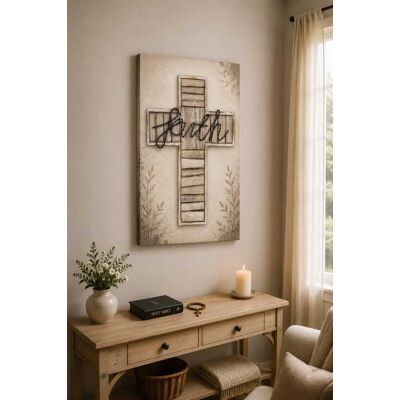FC Design - Large Rustic Faith Cross Canvas Print 24x36"-Ready-to-Hang Inspirational Christian Art Painting Home Wall Décor - MultiColor FC Design - Large Rustic Faith Cross Canvas Print 24x36"-Ready-to-Hang Inspirational Christian Art Painting Home Wall Décor - MultiColor
