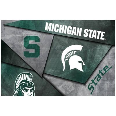 Indigo Falls - Michigan State Spartans 16" x 24" Mosaic Poster - White Indigo Falls - Michigan State Spartans 16" x 24" Mosaic Poster - White