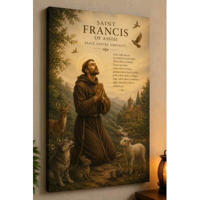 FC Design - Large Saint Francis of Assisi Canvas Print 24x36" Nature Animal Prayer Art Painting Home Wall Decor - MultiColor FC Design - Large Saint Francis of Assisi Canvas Print 24x36" Nature Animal Prayer Art Painting Home Wall Decor - MultiColor