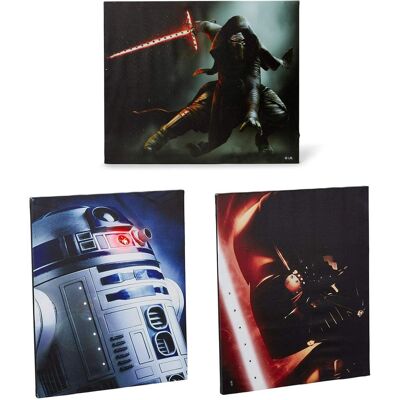 Star Wars - 23.9"x19.9" Illuminated Canvas Wall Art, Set of 3 - Multicolored Star Wars - 23.9"x19.9" Illuminated Canvas Wall Art, Set of 3 - Multicolored