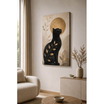 FC Design - Large Elegant Black Cat Canvas Print 24x36"-Ready-to-Hang Minimal Feline Accent Art Painting Home Wall Décor - MultiColor FC Design - Large Elegant Black Cat Canvas Print 24x36"-Ready-to-Hang Minimal Feline Accent Art Painting Home Wall Décor - MultiColor