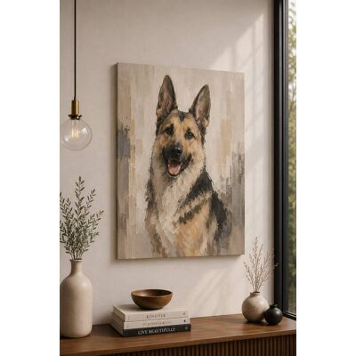 FC Design - Large German Shepherd Rustic Canvas Print 24x36"-Ready-to-Hang Warm Neutral Pet Home Art Painting Home Wall Décor - MultiColor FC Design - Large German Shepherd Rustic Canvas Print 24x36"-Ready-to-Hang Warm Neutral Pet Home Art Painting Home Wall Décor - MultiColor