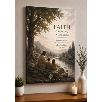 FC Design - Large Faith Growing Silent Canvas Print 24x36" Peaceful River Scripture Nature Art Painting Home Wall Decor - MultiColor FC Design - Large Faith Growing Silent Canvas Print 24x36" Peaceful River Scripture Nature Art Painting Home Wall Decor - MultiColor