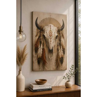 FC Design - Large Western Longhorn Skull Canvas Print 24x36"-Ready-to-Hang Earth Tone Tribal Accent Art Painting Home Wall Décor - MultiColor FC Design - Large Western Longhorn Skull Canvas Print 24x36"-Ready-to-Hang Earth Tone Tribal Accent Art Painting Home Wall Décor - MultiColor