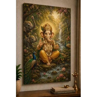 FC Design - Large Forest Ganesha Nature Spirit Canvas Print 24x36" Magical Jungle Art Painting Home Wall Decor - MultiColor FC Design - Large Forest Ganesha Nature Spirit Canvas Print 24x36" Magical Jungle Art Painting Home Wall Decor - MultiColor
