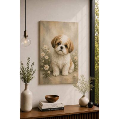 FC Design - Large Adorable Shih Tzu Botanical Wall Decor Canvas Print 24x36"-Ready-to-Hang Charming Art Painting Home Wall Décor - MultiColor FC Design - Large Adorable Shih Tzu Botanical Wall Decor Canvas Print 24x36"-Ready-to-Hang Charming Art Painting Home Wall Décor - MultiColor