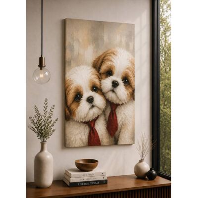 FC Design - Large Shih Tzu Best Friends Canvas Print 24x36"-Ready-to-Hang Heartwarming Puppy Home Art Painting Home Wall Décor - MultiColor FC Design - Large Shih Tzu Best Friends Canvas Print 24x36"-Ready-to-Hang Heartwarming Puppy Home Art Painting Home Wall Décor - MultiColor