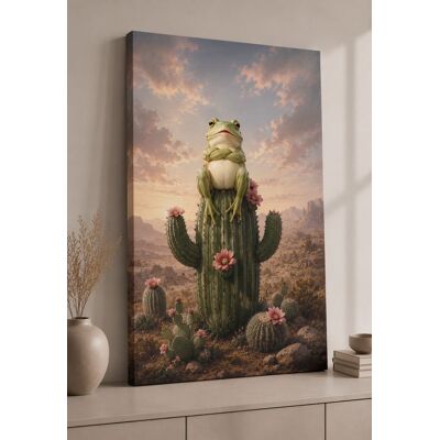 FC Design - Large Desert Frog Wall Art Canvas Print 24x36" Southwest Nature Cute on Cactus Painting for Home Decor - MultiColor FC Design - Large Desert Frog Wall Art Canvas Print 24x36" Southwest Nature Cute on Cactus Painting for Home Decor - MultiColor