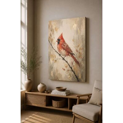 FC Design - Large Red Cardinal Branch Canvas Print 24x36"-Ready-to-Hang Vintage Woodland Bird Art Painting Home Wall Décor - MultiColor FC Design - Large Red Cardinal Branch Canvas Print 24x36"-Ready-to-Hang Vintage Woodland Bird Art Painting Home Wall Décor - MultiColor