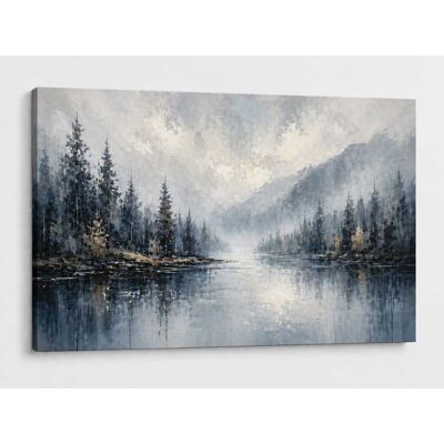 FC Design - Large Canvas 24x36" Abstract Misty Forest Lake Nature Art Painting Modern Wall Décor - MultiColor FC Design - Large Canvas 24x36" Abstract Misty Forest Lake Nature Art Painting Modern Wall Décor - MultiColor