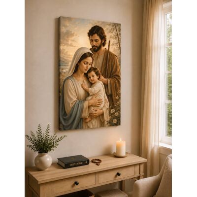 FC Design - Large Holy Family Embrace Canvas Print 24x36"-Ready-to-Hang Spiritual Coastal Prayer Room Art Painting Home Wall Décor - MultiColor FC Design - Large Holy Family Embrace Canvas Print 24x36"-Ready-to-Hang Spiritual Coastal Prayer Room Art Painting Home Wall Décor - MultiColor