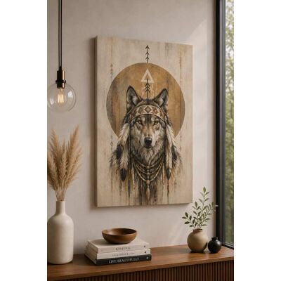 FC Design - Large Tribal Wolf Spirit Canvas Print 24x36"-Ready-to-Hang Rustic Woodland Home Accent for Art Painting Home Wall Décor - MultiColor FC Design - Large Tribal Wolf Spirit Canvas Print 24x36"-Ready-to-Hang Rustic Woodland Home Accent for Art Painting Home Wall Décor - MultiColor