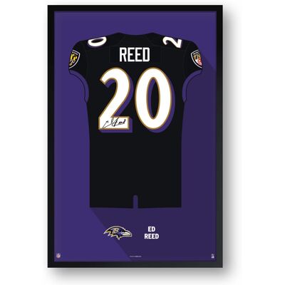 Sporticulture - Ed Reed Baltimore Ravens Framed 27" x 39" Retired Jersey Art Print - Multicolor Sporticulture - Ed Reed Baltimore Ravens Framed 27" x 39" Retired Jersey Art Print - Multicolor