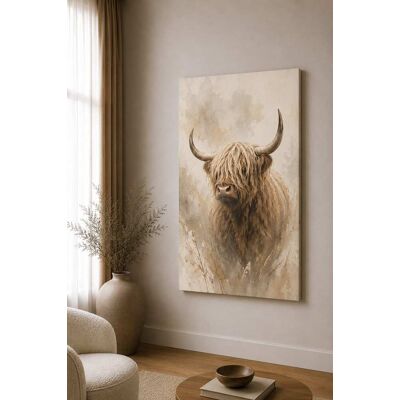 FC Design - Large Highland Cow Neutral Elegance Canvas Print 24x36"-Ready-to-Hang Rustic Farmhouse Art Painting Home Wall Décor - MultiColor FC Design - Large Highland Cow Neutral Elegance Canvas Print 24x36"-Ready-to-Hang Rustic Farmhouse Art Painting Home Wall Décor - MultiColor