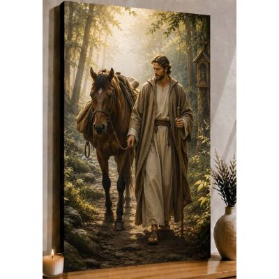 FC Design - Large Saint Joseph Woodland Horse Journey Wall Art Canvas Print 24x36" Peaceful Christian Nature Home Decor - MultiColor FC Design - Large Saint Joseph Woodland Horse Journey Wall Art Canvas Print 24x36" Peaceful Christian Nature Home Decor - MultiColor