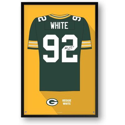 Sporticulture - Reggie White Green Bay Packers Framed 27" x 39" Retired Jersey Art Print - Multicolor Sporticulture - Reggie White Green Bay Packers Framed 27" x 39" Retired Jersey Art Print - Multicolor