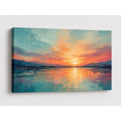 FC Design - Large Canvas 24x36" Abstract Sunset Reflection Landscape Art Painting Modern Wall Décor - MultiColor FC Design - Large Canvas 24x36" Abstract Sunset Reflection Landscape Art Painting Modern Wall Décor - MultiColor