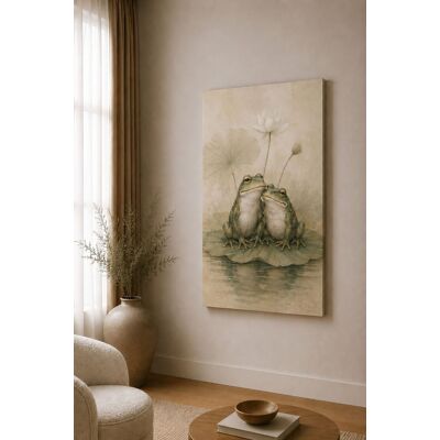 FC Design - Large Lotus Frog Companions Canvas Print 24x36"-Ready-to-Hang Peaceful Pond Accent Art Painting Home Wall Décor - MultiColor FC Design - Large Lotus Frog Companions Canvas Print 24x36"-Ready-to-Hang Peaceful Pond Accent Art Painting Home Wall Décor - MultiColor